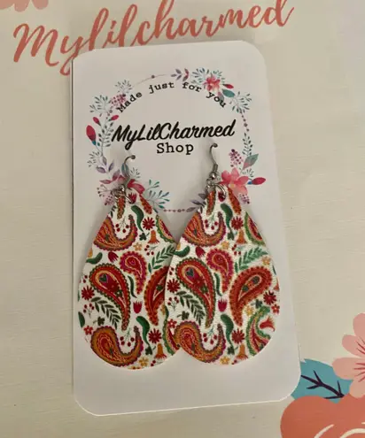 Handmade Retro Colorful Bohemian Paisley Pattern Earrings