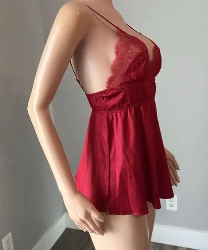 Victoria's Secret  Slip Dress Womens RED Silk Lace Babydoll Sz SMALL Coquette #15