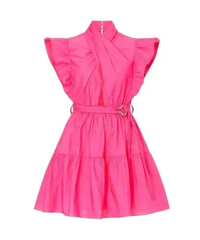 Derek Lam  10 Crosby Finne Ruffled Wrap Tiered Mini Dress in Pink 38 Womens