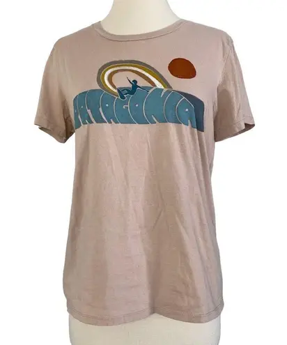 Patagonia  Rainbow Surf Rail Organic Cotton Tee Shirt Top Shroom Taupe Size S