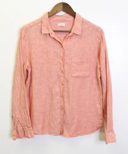 Garnet Hill Garnet‎ Hill Linen Button Down Orange Size 6 - Image 1