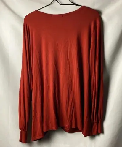 Karen Kane NWT WO SIZE 3X RUST COLOR SUPER SOFT BLOUSON SLEEVE TWIST TIE HEM