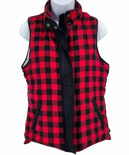 Cambridge Red Black Buffalo Plaid Check Lumberjack Plaid Vest Women's Small S