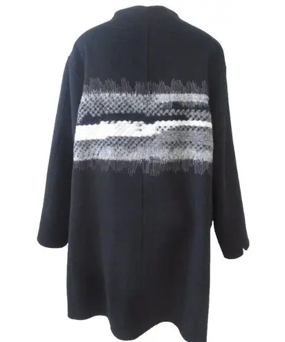 MARLA WYNNE WOOL BLEND EMBROIDERY TOPPER LONG SLEEVE COAT SIZE M Size M
