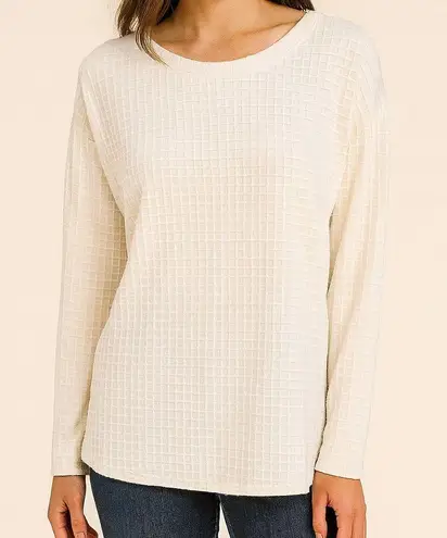 J.Jill Cream Textured Long Sleeve Top ā Size Medium NWT $72