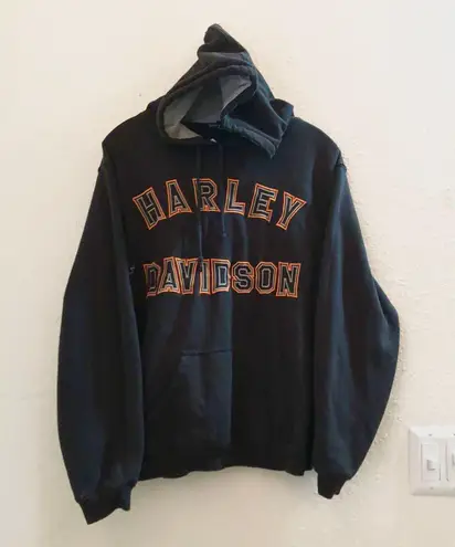 Port Authority Custom One of a kind Harley Davidson black orange baggy fit hoodie sweatshirt long sleeve biker motorcycle