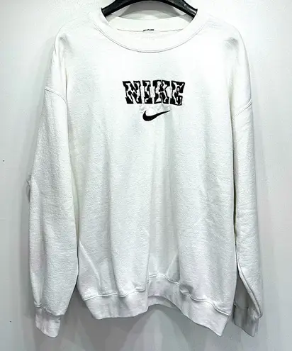 Nike  Cow Print Logo Crewneck Sweatshirt Black & White Oversized Comfy Cozy Large - Image 1