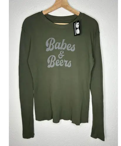 Chillionaire By Affliction Babes & Beer Graphic Long Sleeve Thermal Shirt S NWT Green