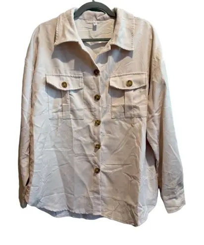 Beyove Womens Size L Corduroy Cream Shacket White Size L