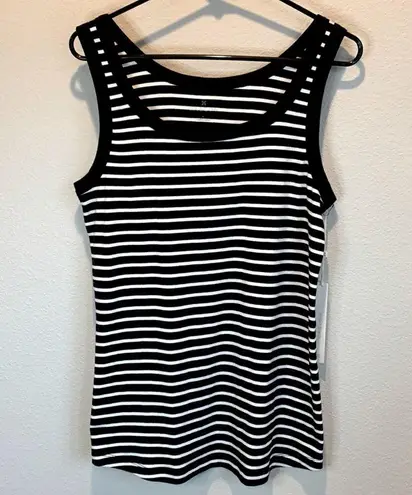 Caslon Nina Striped Scoop Neck Tank Black & White Size Large New with tags!
