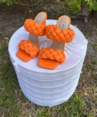 Steve Madden  Orange Heeled Sandals with Quilted Design - Image 1