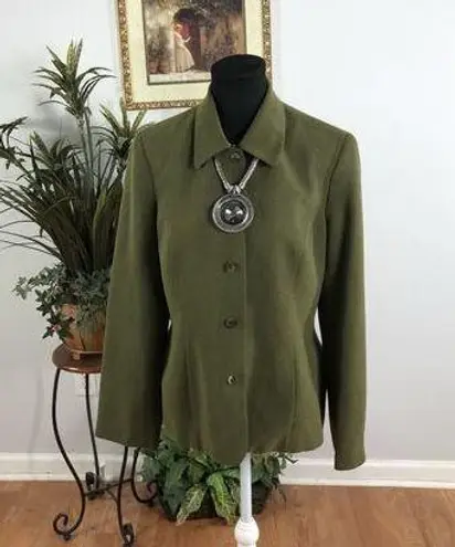 Jones Wear Women Jacket 10 Green Long Sleeve Lined Clueless Preppy Office Siren