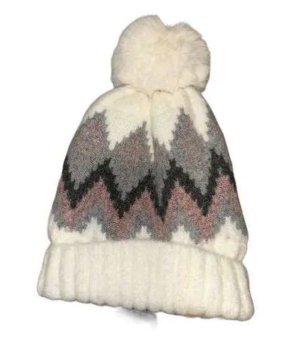 Hat Attack Revolve Womens Fair Isle Pom Knit Beanie Gray