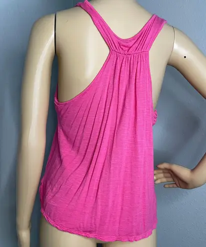 Reckless Hearts Sleeveless Top Pink With Metallic Silver Crackled Heart Medium
