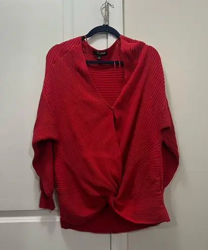 Hudson Red Knotted V-neck Sweater Size Large $175