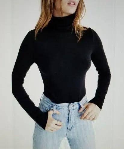 Madewell  Womens Black Turtleneck Long Sleeve Thong Bodysuit Size XS