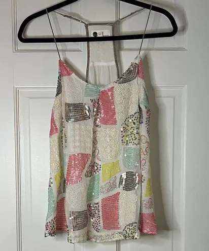 Anthropologie Floreat Patchwork Sequin & Embroidered Louisa Tank Top