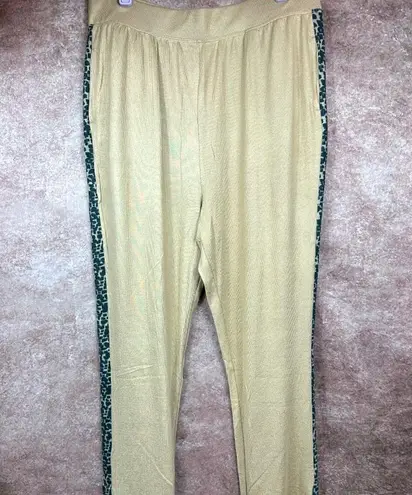 Retreat Rhonda Shear Knit Lounge Pants Suntan Abstract Animal L Tan Size L