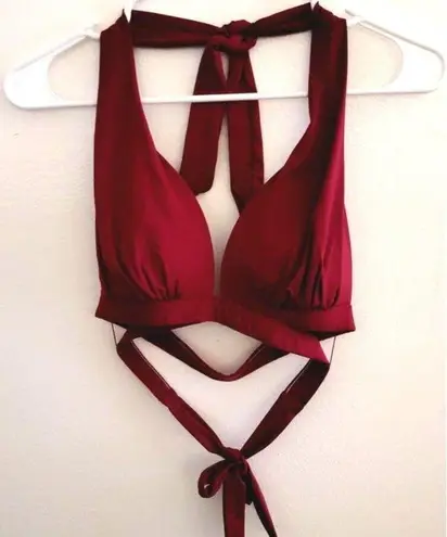 Mynah Bikini Halter Swimsuit Top Plum Wine Small Red