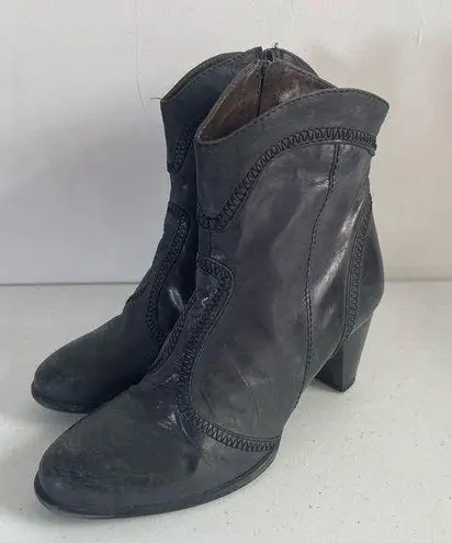 Sesto Meucci Sleek Western Zip Style Charcoal Weave Granny Ankle boots Booties 6