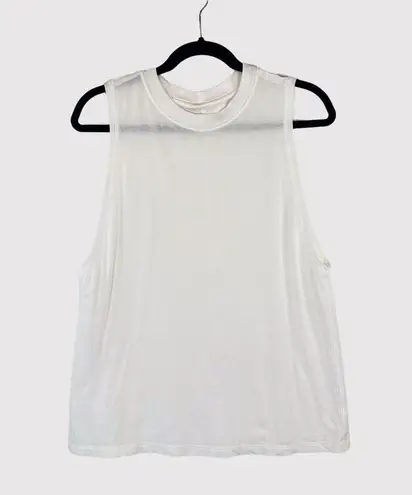 Lululemon Womens Top White All Yours Tank Crewneck Sheer Pima Sleeveless Size 8
