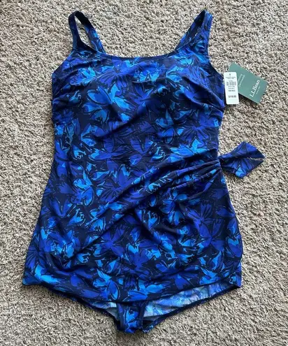 L.L.Bean NWT  Slimming Swimwear Sarong Tanksuit Size 18