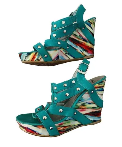 BKE Sole Studded 5 inch High Heel Wedge Shoes Beach Coastal