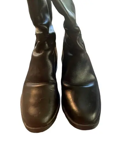 Amazonas Tall Equestrian Riding Boots Black Leather Brazil Size 6 Stiff Pull On