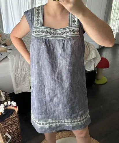 Faherty Women’s Small Hailee Mini Dress Small Navy Jacquard 100% Organic Cotton