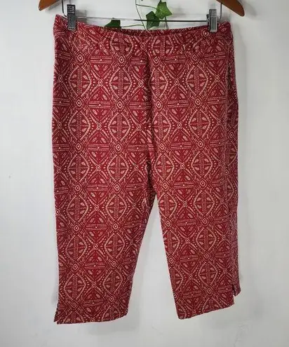 Blair Red and Tan Print Capri Pull On Pants