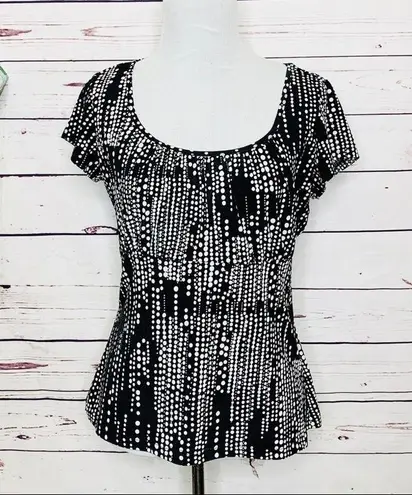 Briggs New York Stretch Cap Sleeve Ruffled Blouse Top Size Medium