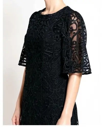 Sézane Gabin Guipure Embroidered Lace Mini Dress, Black, FR34/US2