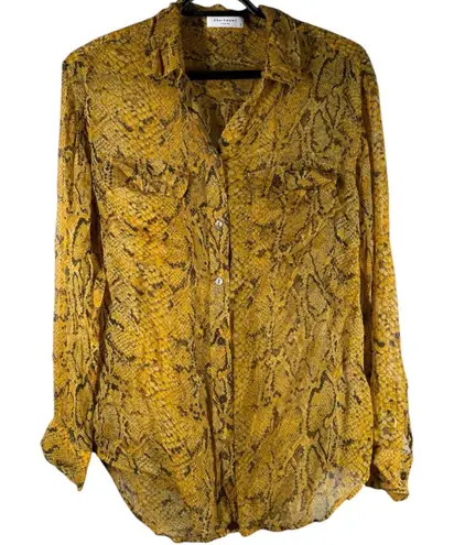 Equipment Femme Womens Yellow Snake Skin Print Blouse Sz S 100% Silk Lightweight