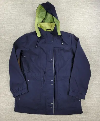 Mackintosh New England Rain Coat Womens M Navy Green Hooded Waterproof Jacket Blue Size M