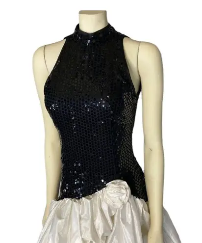 Dave and Johnny Vintage by Joseph Lara Black Sequin Dress, balloon skirt size Med