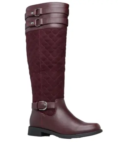 Cheyanne Mixed Material quilted low heel comfort boots wine size 7.5 NEW lined