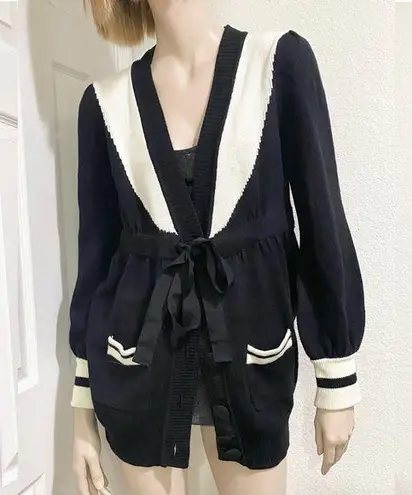 Twelve By Twelve Los Angeles Black & White Long Cardigan Sweater Size L