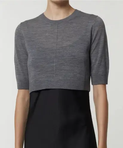 SAINT ART Norah Wool Cropped Sweater Heather Grey Large Gray