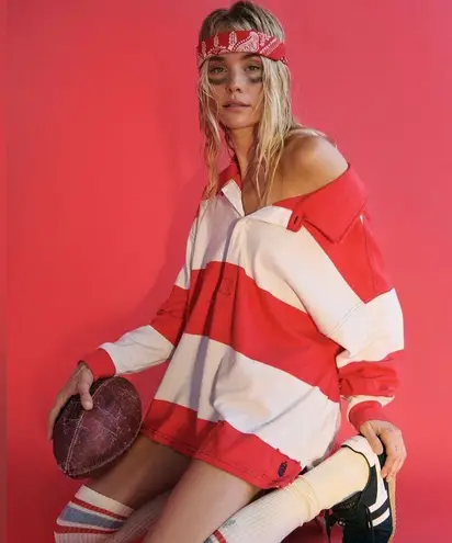 Free People FP Movement Rugby Tunic Layer NWT Red Size XS