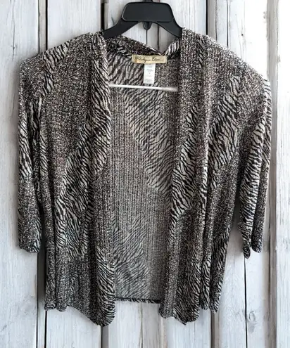 Aqua Blues PLus Size 2X XX Zebra Animal Print Sheer Open Front Cardigan Lightweight Jacket STretch Layers - Image 1