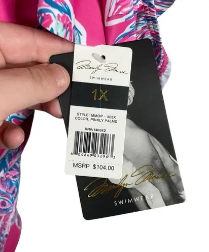 Marilyn Monroe NWT Ruffle Botanical One Piece Swim Suit in Pink/Blue Size 1X