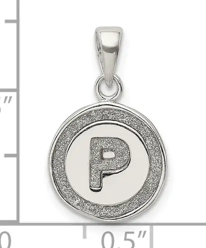Sterling Silver Glitter Enamel Letter P Initial Circle Pendant