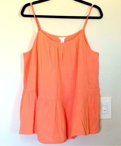 Caslon XL Cotton Gauze Tank Top NWOT In Coral Adjustable Strap