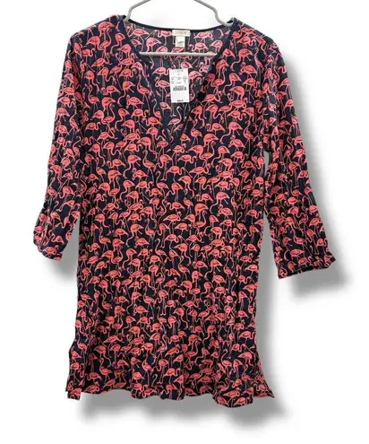 J.Crew Factory NWT Tissue Tunic Swim Coverup Women’s Size Small Flamingo Print Blue