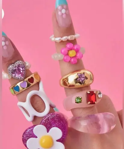 NEW That’s Hot Ring In Regal Pink. Acrylic Resin Ring Baby Pink Gemstones ~sz 7