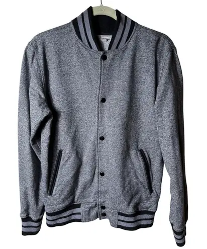 Charles And A Half Sweatshirt Bomber Jacket SZ S Heathered Gray Black Varsity