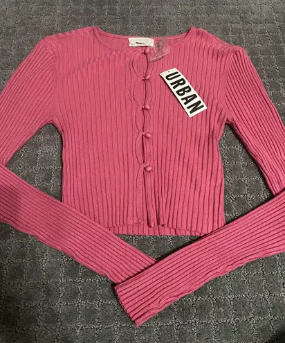 Urban Outfitters Peyton Fitted Cropped Cardigan NWT Size S - Pink