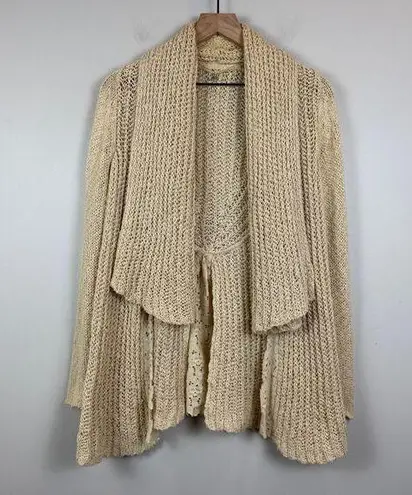 Knitted & Knotted Sirretta Cardigan Women's XS Beige Anthro Open