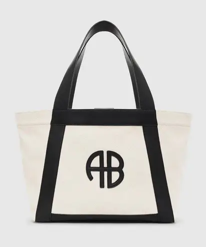 ANINE BING Cara Tote in Natural Canvas & Black Womens Bag Purse