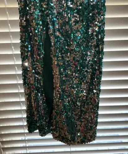 Love Reign Teal And Silver Shift Sequin One Shoulder Ruched Prom Formal Dress